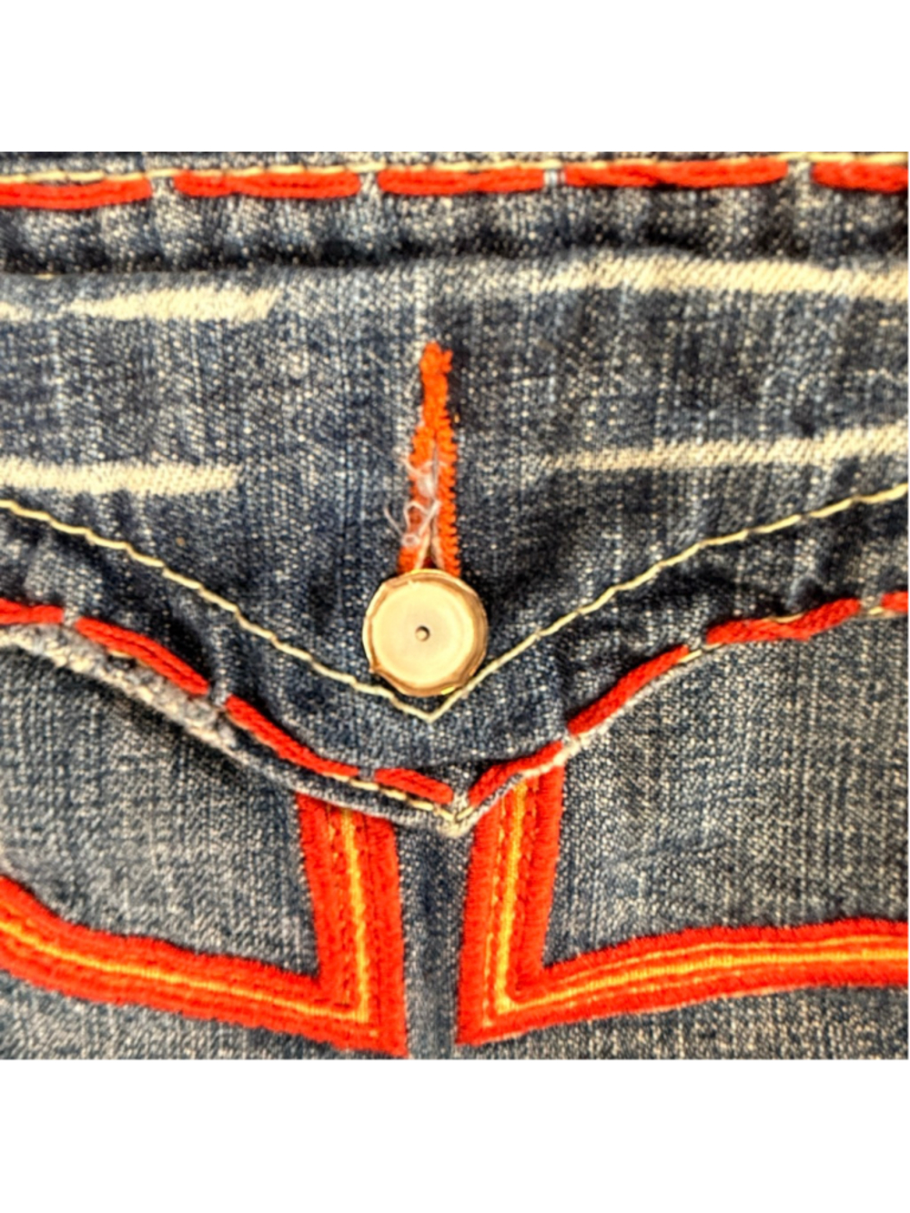 Women's Laguna Beach Vintage Y2K Boot Cut Jeans Red Stitching Skulls Size 34 - Picture 11 of 16